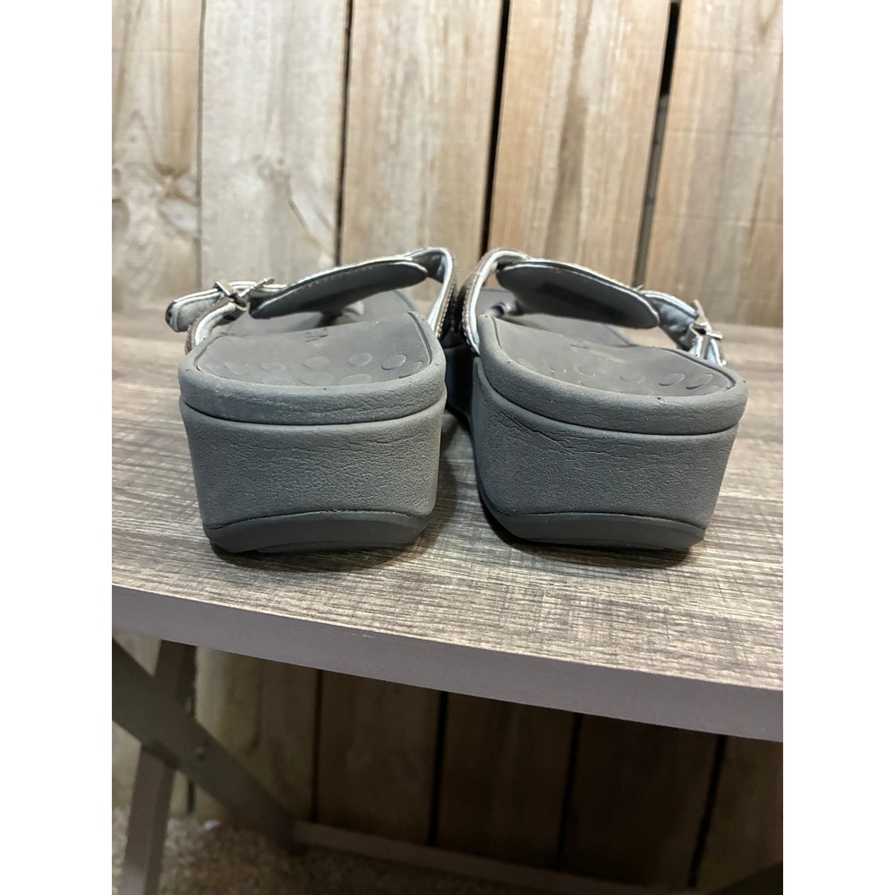 Vionic Cooper Metallic Pewter Platform Thong Sandals Womens 7 Orthotic Comfort - Picture 4 of 7